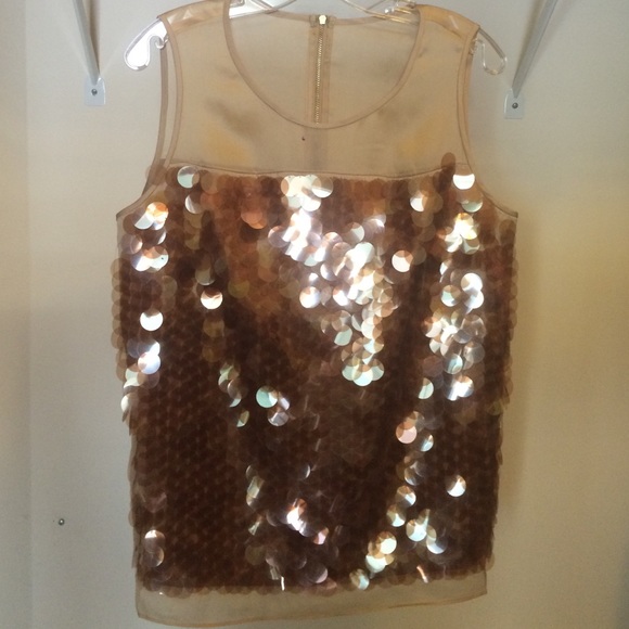 Ann Taylor Gold Sequins Blouse