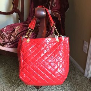 Red patent leather purse
