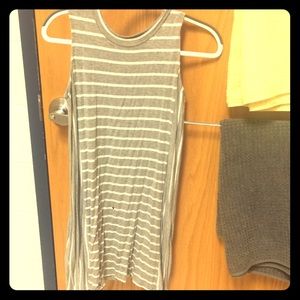 Grey and white striped tank top dress