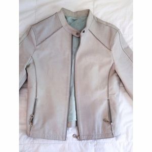 white/cream leather jacket