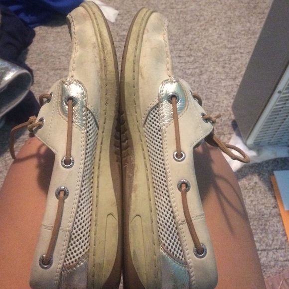 womens size 8 1/2 cream and brown sperry topsiders - Picture 2 of 4