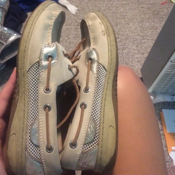 womens size 8 1/2 cream and brown sperry topsiders - Picture 3 of 4