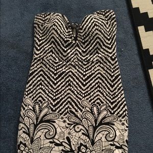 Black and white strapless dress