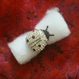 Crystal Lady Bug Ring