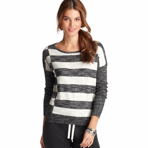 LOFT Sweaters - [LOFT] Graphic Stripe Drop Shoulder Sweater