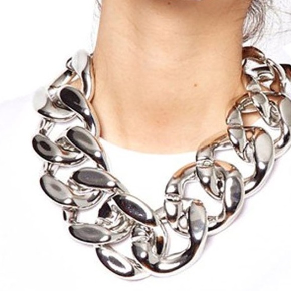 Silver acrylic large chunky hip-hop chain necklace