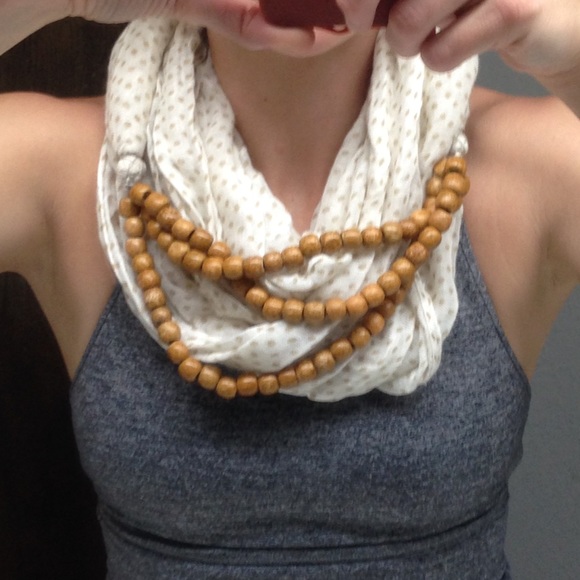 Anthro Scarf with Wood Bead detail
