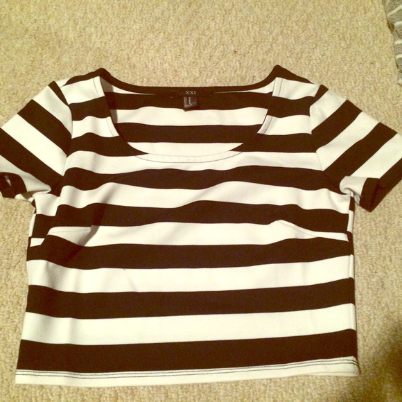 Black and white striped crop top