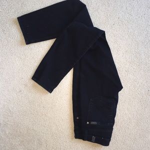 7 for All Mankind black slim cigarette jeans.