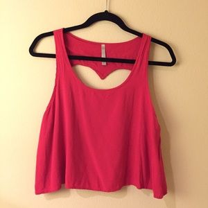 Heart open back crop tank
