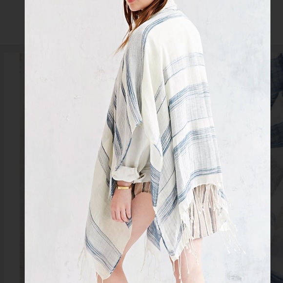Urban Outfitters Stripe Open Poncho with Fringe - Picture 2 of 4