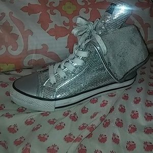 High top sequin sneakers