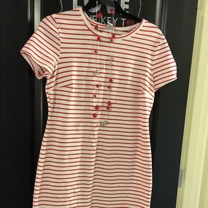 Red and white striped dress