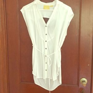 Anthro Maeve Sleeveless White Blouse