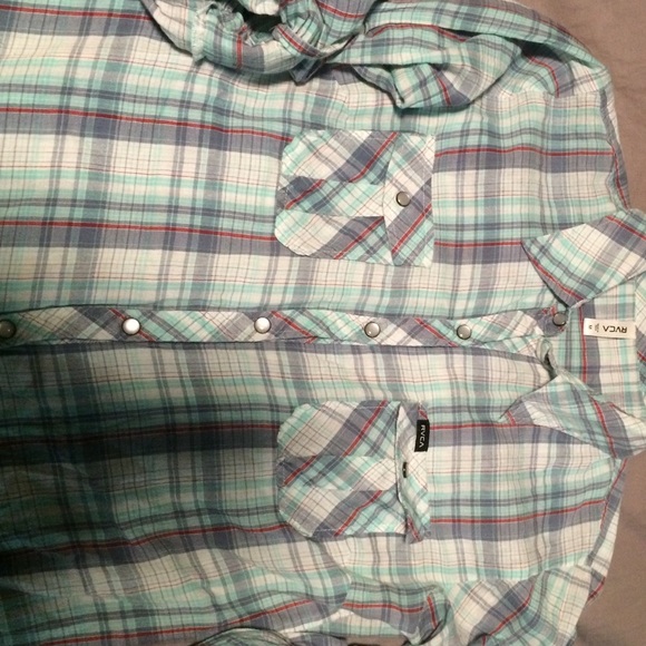 RVCA plaid pearl snap
