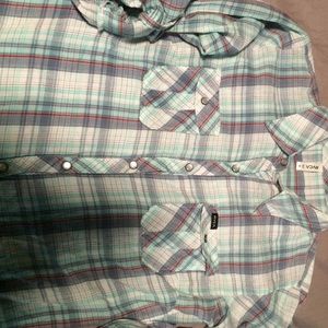 RVCA plaid pearl snap