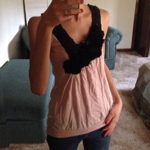 Black Rose and Sequin Tank Top