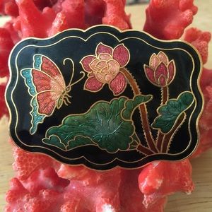 Vintage cloisonné belt buckle