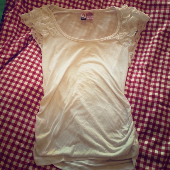 White Lace Ruffle Sleeve Top