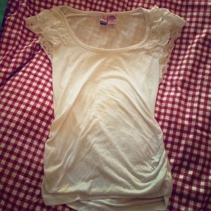 White Lace Ruffle Sleeve Top