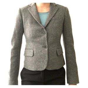 Theory wool tweed blazer with blue accent