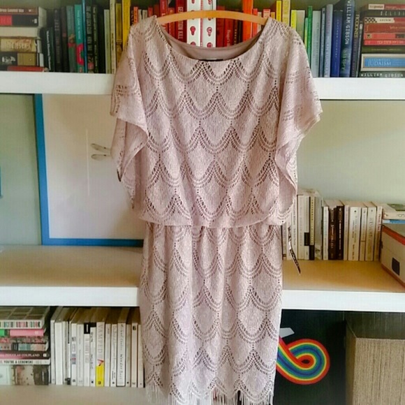 Sparkly, gray drop waist dress.