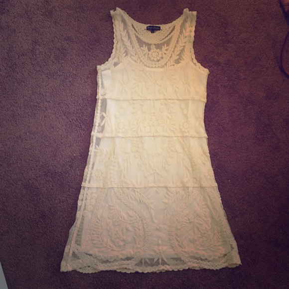 Cream crochet lace dress