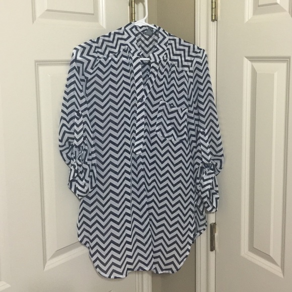 Chevron print sheer blouse