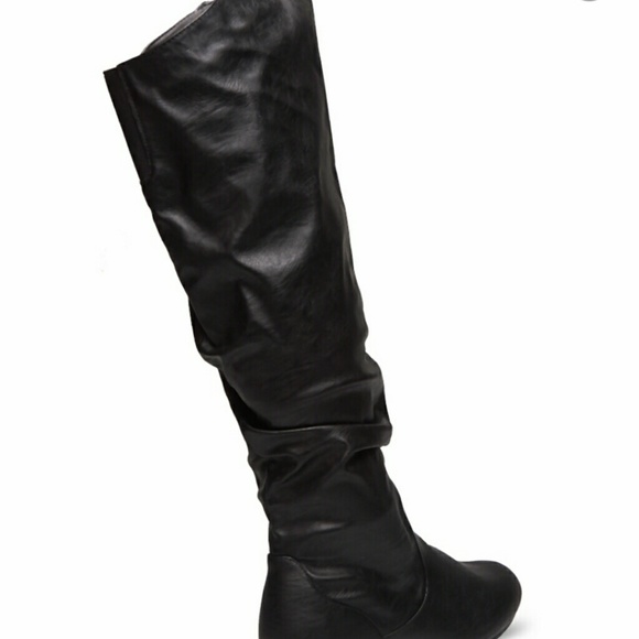 Black wide calf boots
