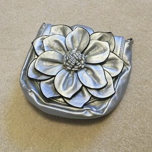 Silver flower small crossbody bag