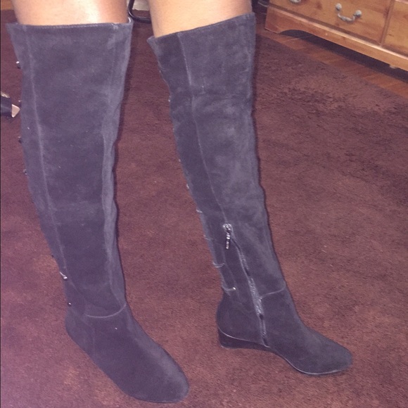Black Suede Over the Knee Boots