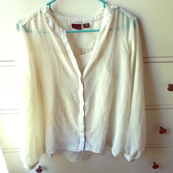 White Long Sleeved Studded Blouse