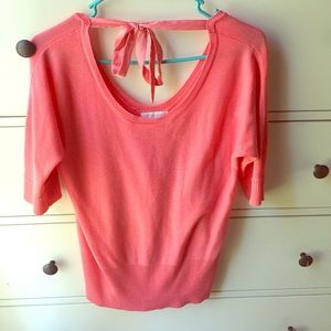 Peach Sweater with Ribbon Back