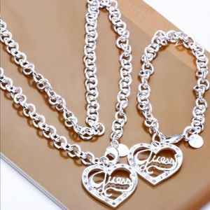 Guess Jewelry - NEW .925 Silver Guess Necklace & Bracelet Set Guess Jewelry - NEW .925 Silver Guess Necklace & Bracelet Set