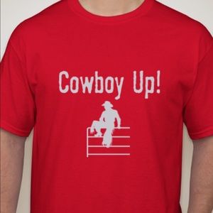 New w/Tags Red short sleeve "Cowboy Up" T-Shirt