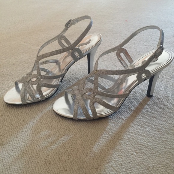 Silver glitter heels