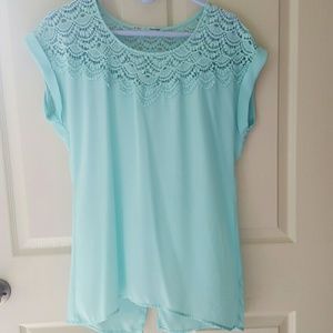 Flowy cheffon top with crochet neckline