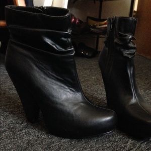 Black high heel ankle booties