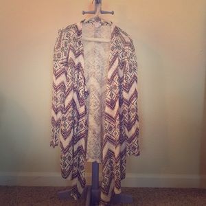 Bohemian Aztec Print Flowy Cardigan