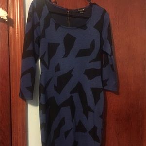 **NEVER WORN** Black and blue print dress