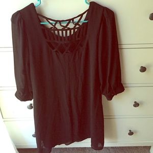 Black Strappy Back Tunic Dress