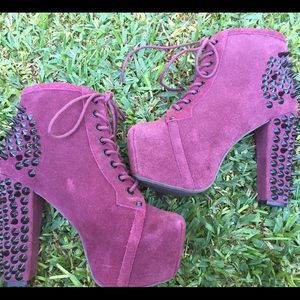 Jeffrey Campbell wine suede spiked lita