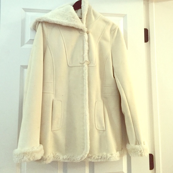 Hooded faux fur lined coat