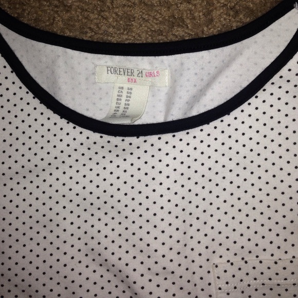 White shirt with black polka dots