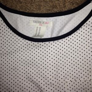 White shirt with black polka dots
