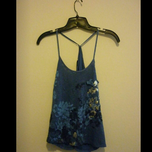 2012 EXPRESS Silver Foil Mixed Media Tank Top