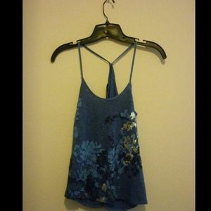 2012 EXPRESS Silver Foil Mixed Media Tank Top