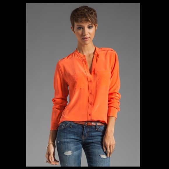 Equipment Femme 'Carmen' in Orange Juice. Sz small