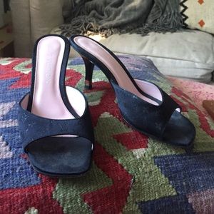 Super sexy Louis Vuitton slip on satin heels 35.5