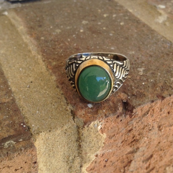 NATURAL GREEN ONYX RING - Picture 2 of 4